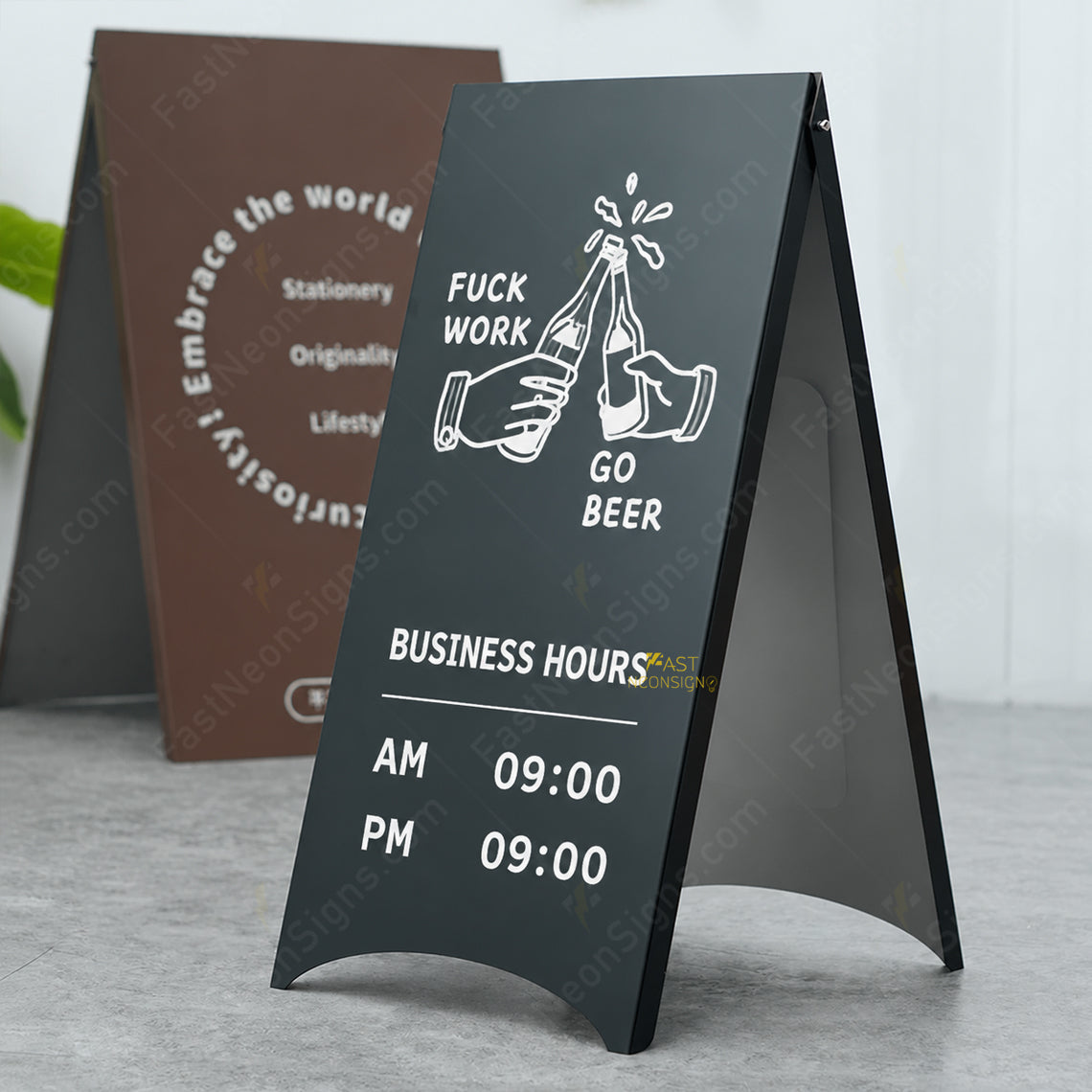 Custom Painted Metal A-Frame Sidewalk Sign – Foldable Business Sign with Custom Logo & Colors
