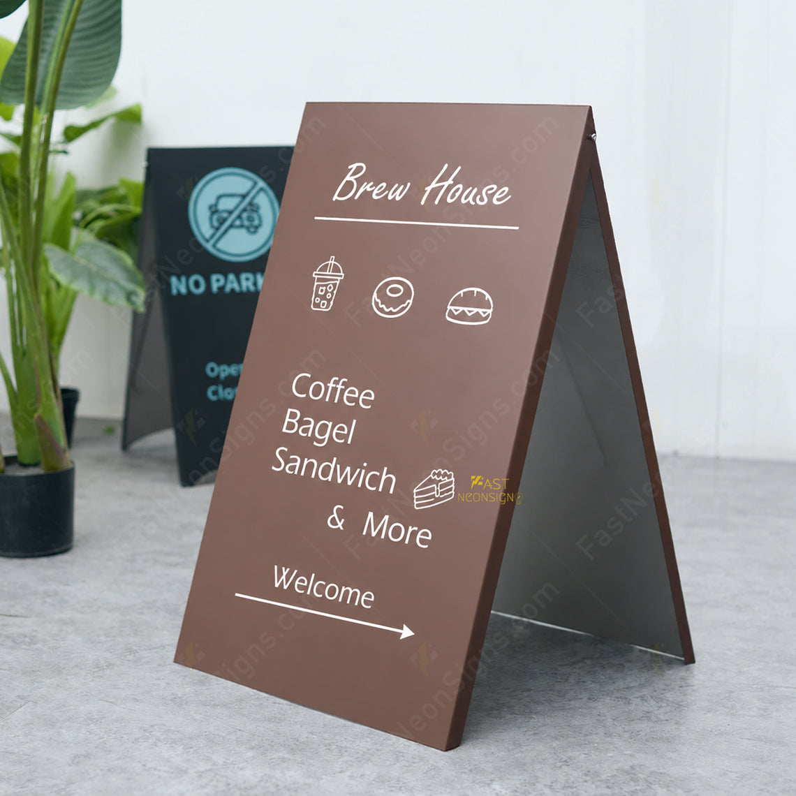 Custom Painted Metal A-Frame Sidewalk Sign – Foldable Business Sign with Custom Logo & Colors