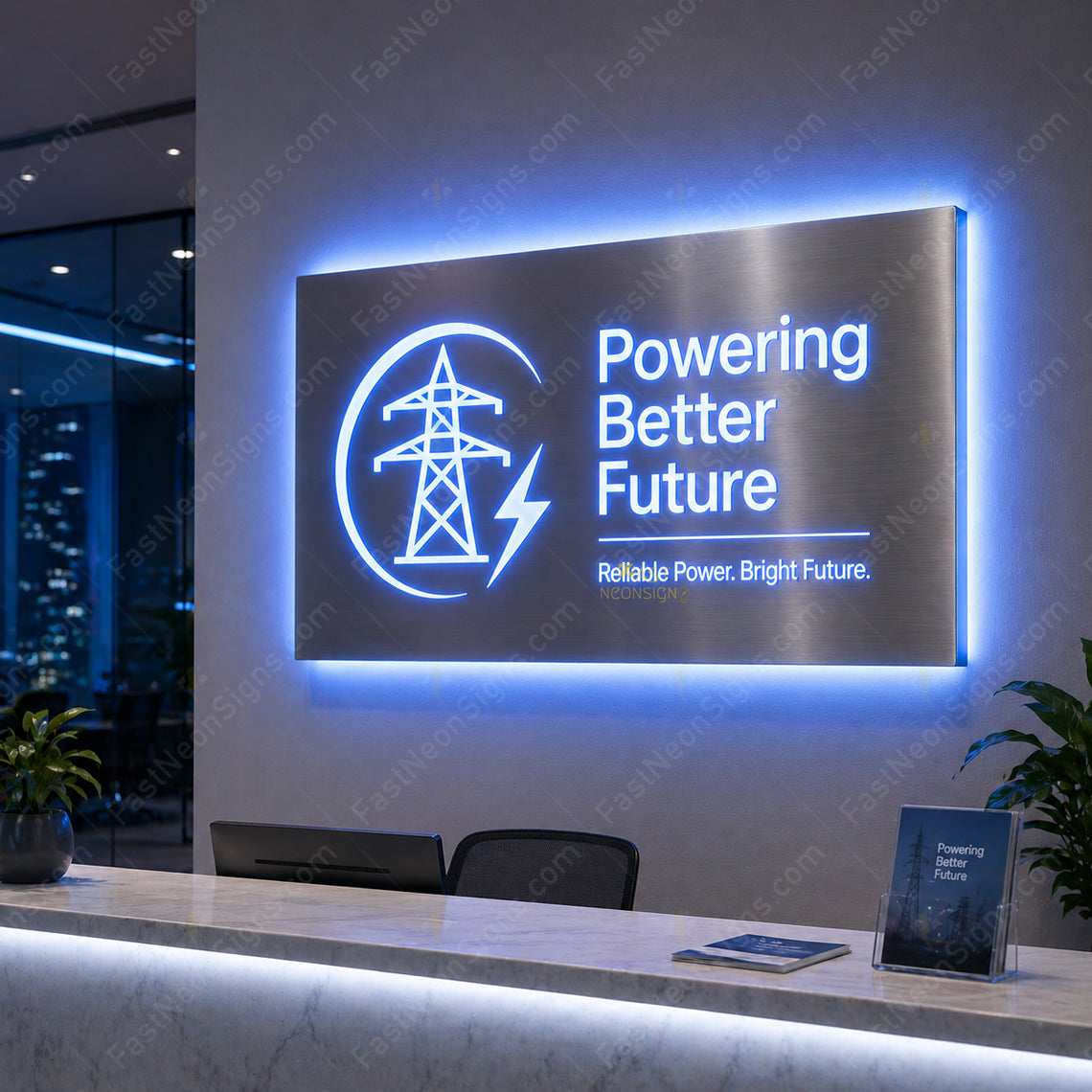 Custom Stainless Steel Backlit Signage – Brushed Metal Logo Light Box for Medical & Professional Clinics