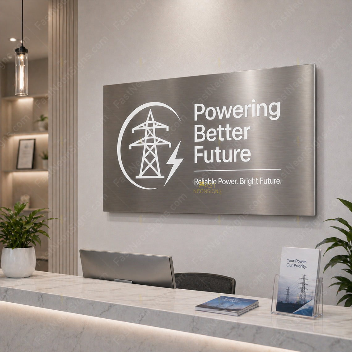 Custom Stainless Steel Backlit Signage – Brushed Metal Logo Light Box for Medical & Professional Clinics