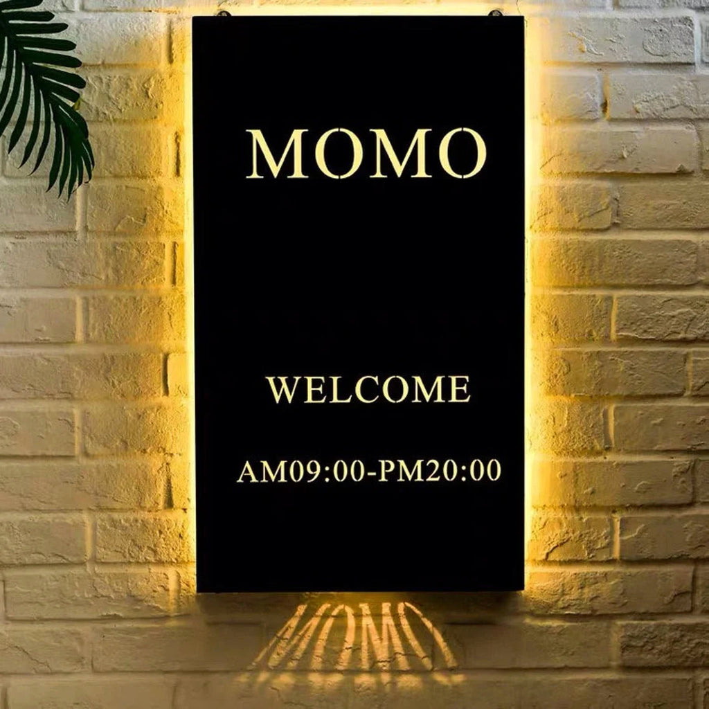 Personalized Black Metal Backlit Sign Custom Light Box Sign for Store ...