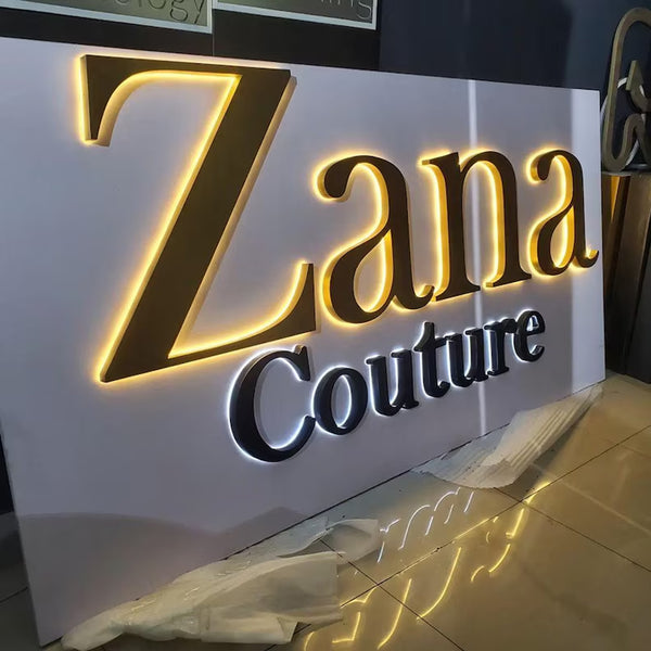 Backlit Packing Sign Custom 3D Metal Backlit Sign, 3D Logo Ads Signs LED Light Box Backlit