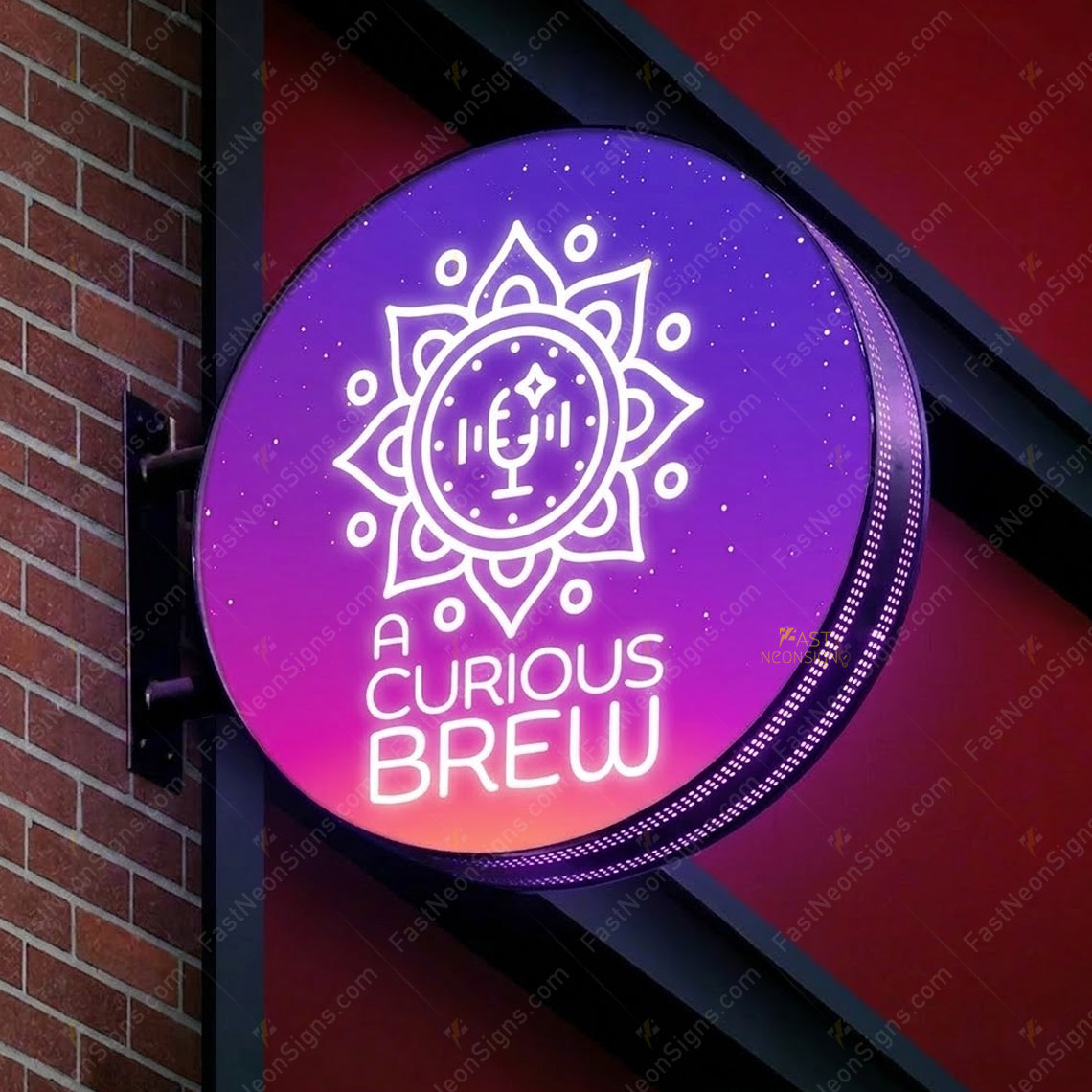 Luxury Double-Sided Hanging LED Lightbox Sign with Metal Bracket | Outdoor Commercial Storefront Branding