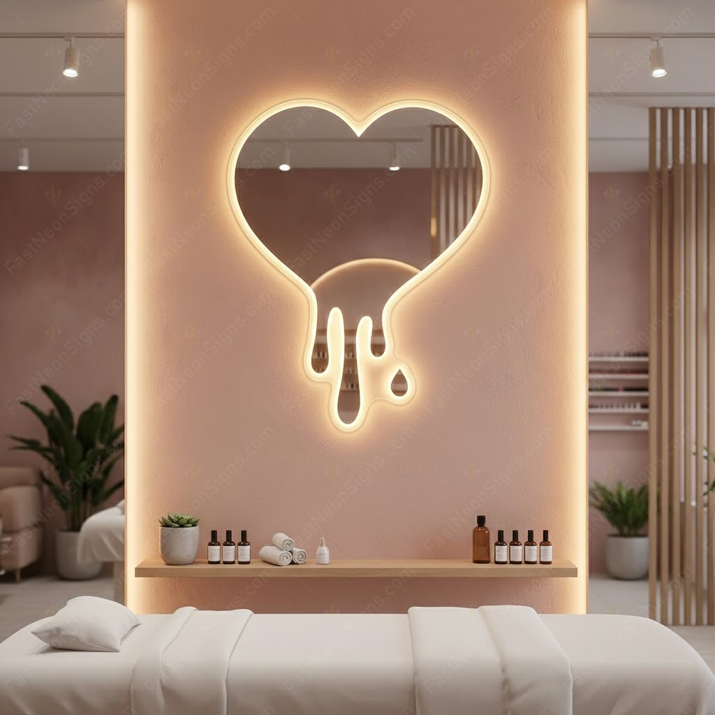 Silver Mirror Acrylic LED Neon Backlit Sign – Modern Decorative Wall Sign for Beauty, Hair & Fitness Spaces