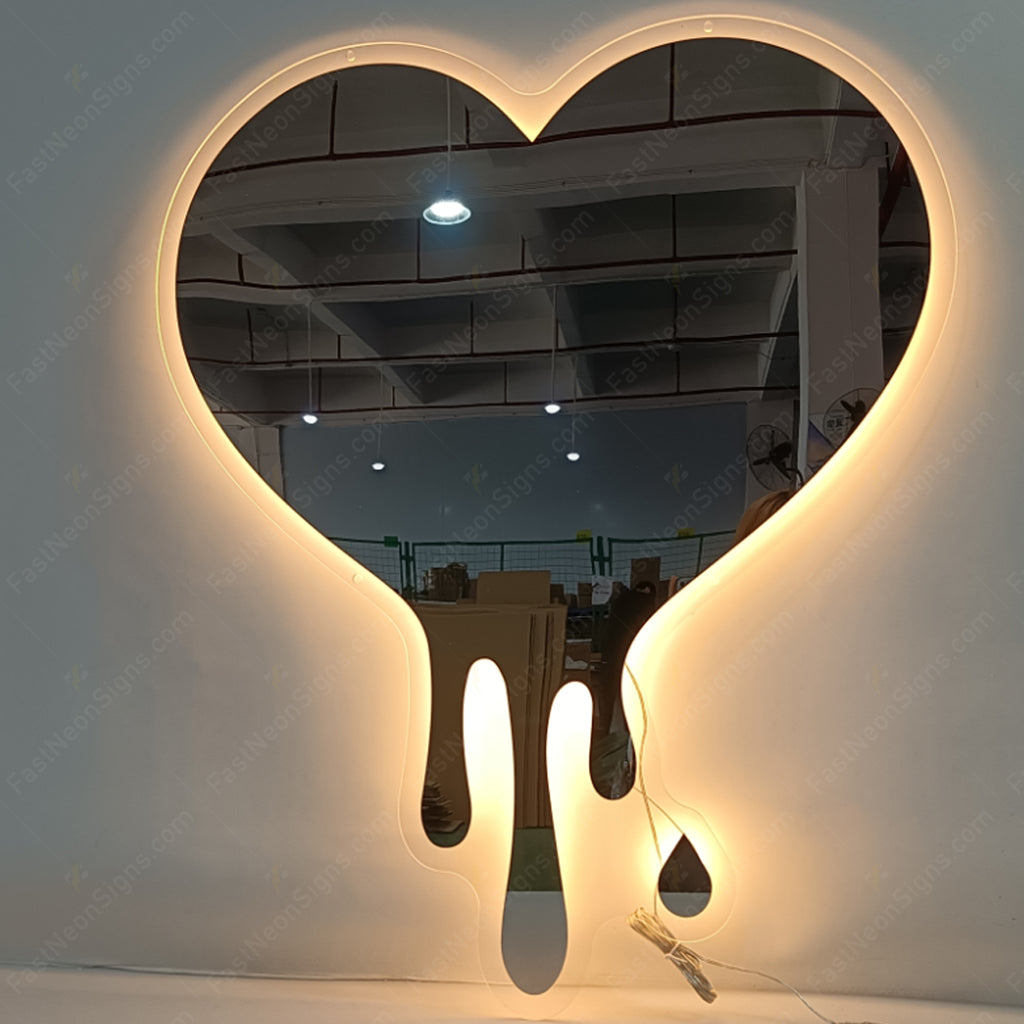 Silver Mirror Acrylic LED Neon Backlit Sign – Modern Decorative Wall Sign for Beauty, Hair & Fitness Spaces