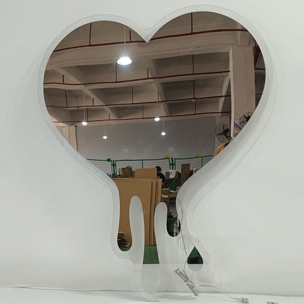 Silver Mirror Acrylic LED Neon Backlit Sign – Modern Decorative Wall Sign for Beauty, Hair & Fitness Spaces