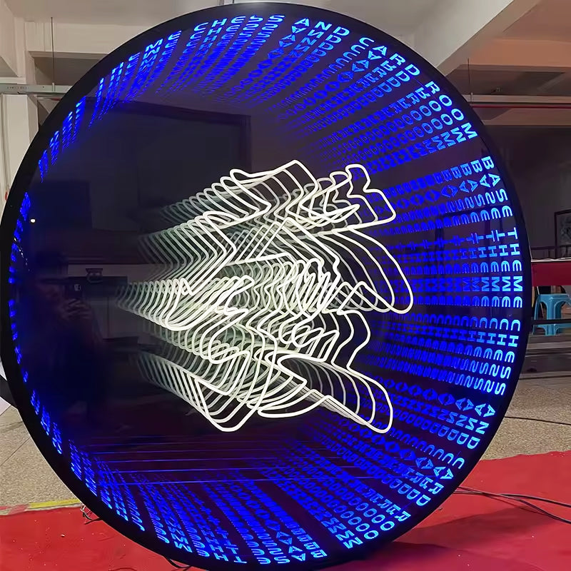 Custom Infinity Mirror Neon Sign RGB Multicolor Sign Round Magic Neon Light Box For Business