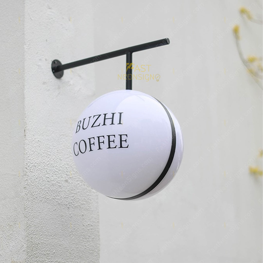 Custom Acrylic Sphere Light Box Sign for Storefront – Illuminated Advertising Sign for Restaurants, Cafés, Retail Stores