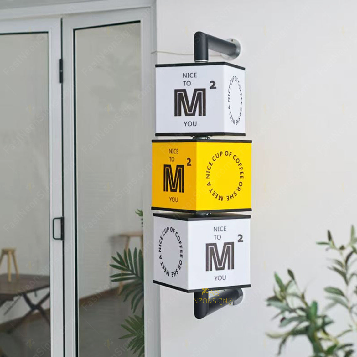 Custom Wall Mounted Rotating LED Cube Light Box Sign – LED Display for Business Storefront