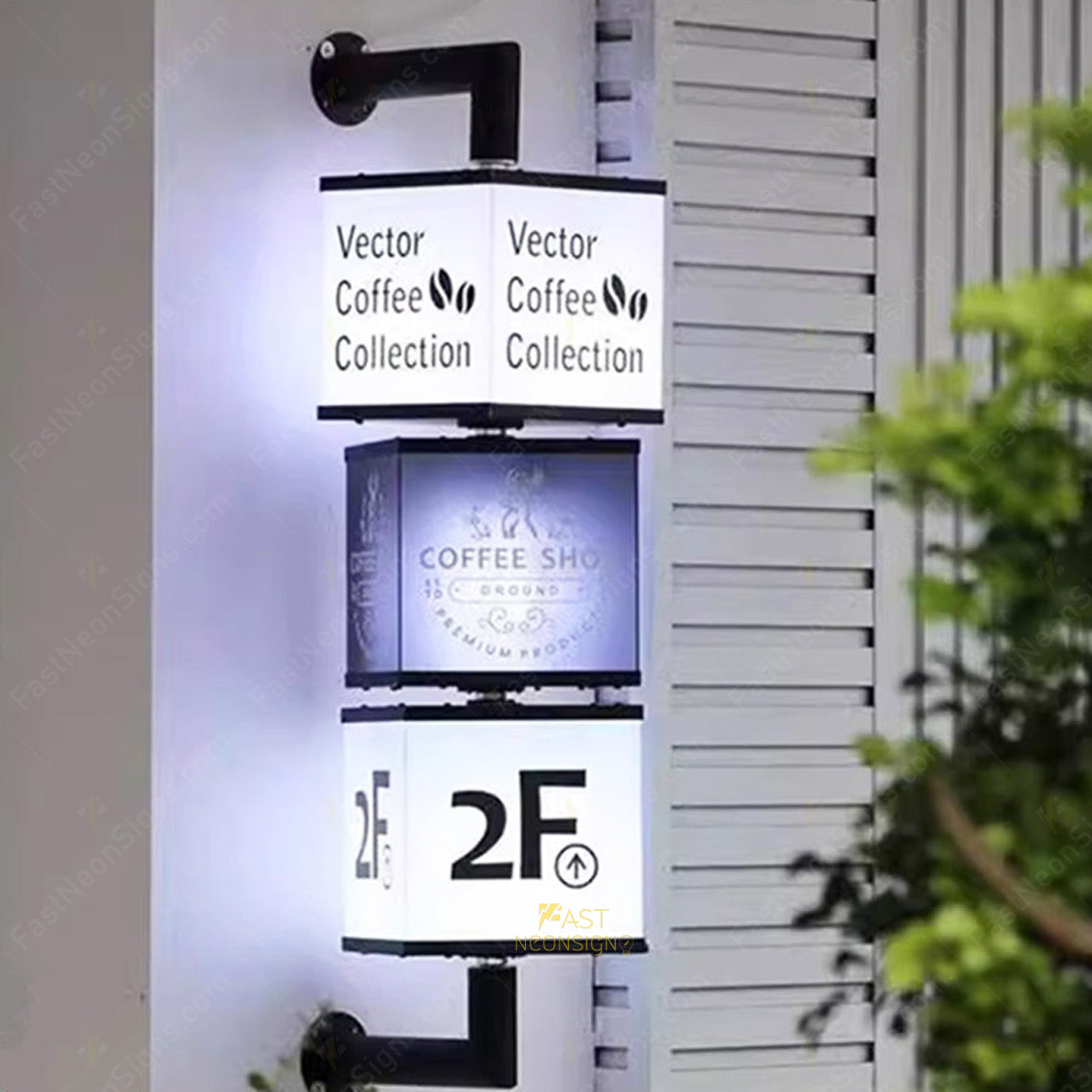 Custom Wall Mounted Rotating LED Cube Light Box Sign – LED Display for Business Storefront
