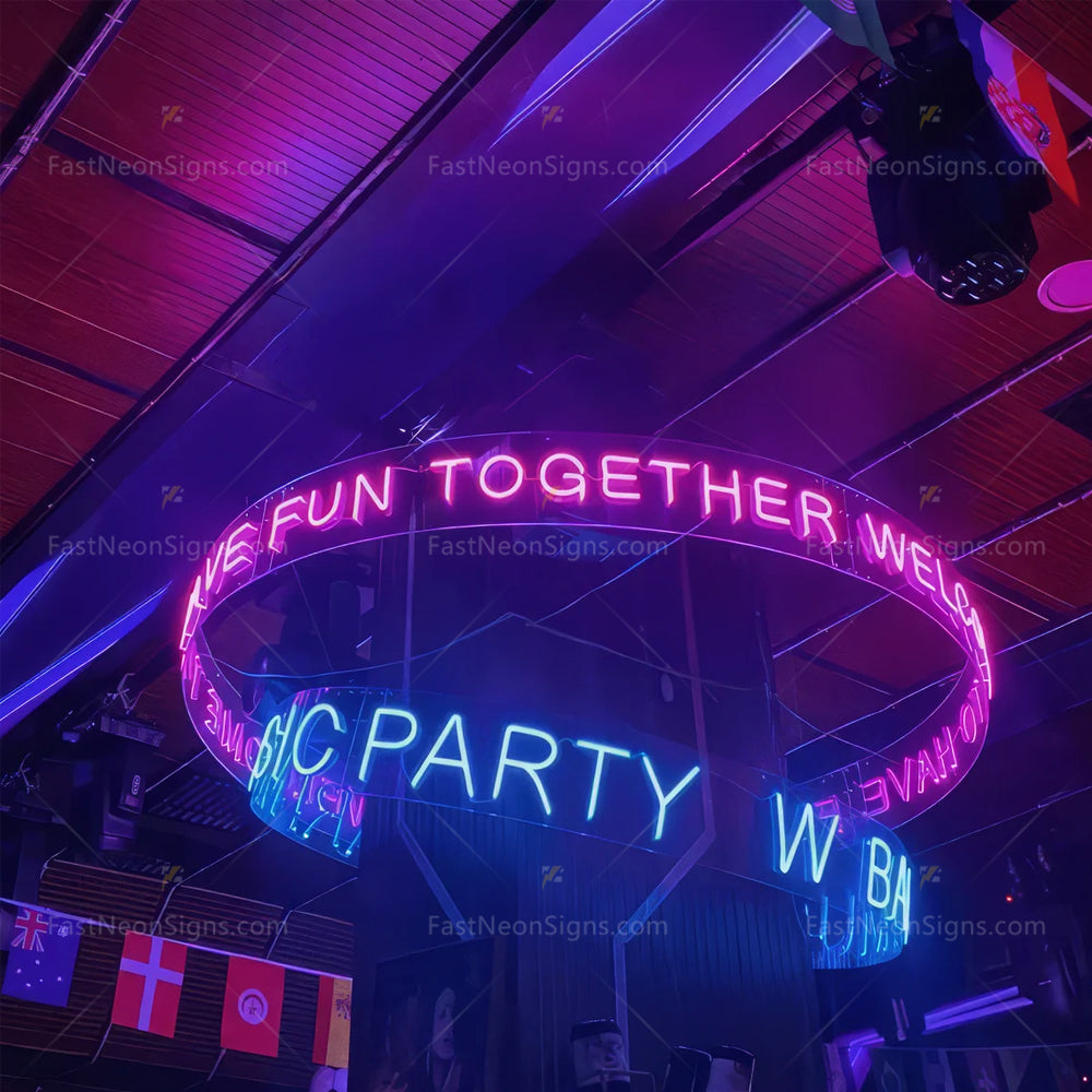 Custom Round Neon Sign, Ceiling Hanging Sign For Business Bar Club Sign|Salon Beauty Skin Store