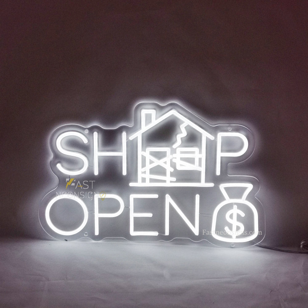 SHOP OPEN $ neon sign