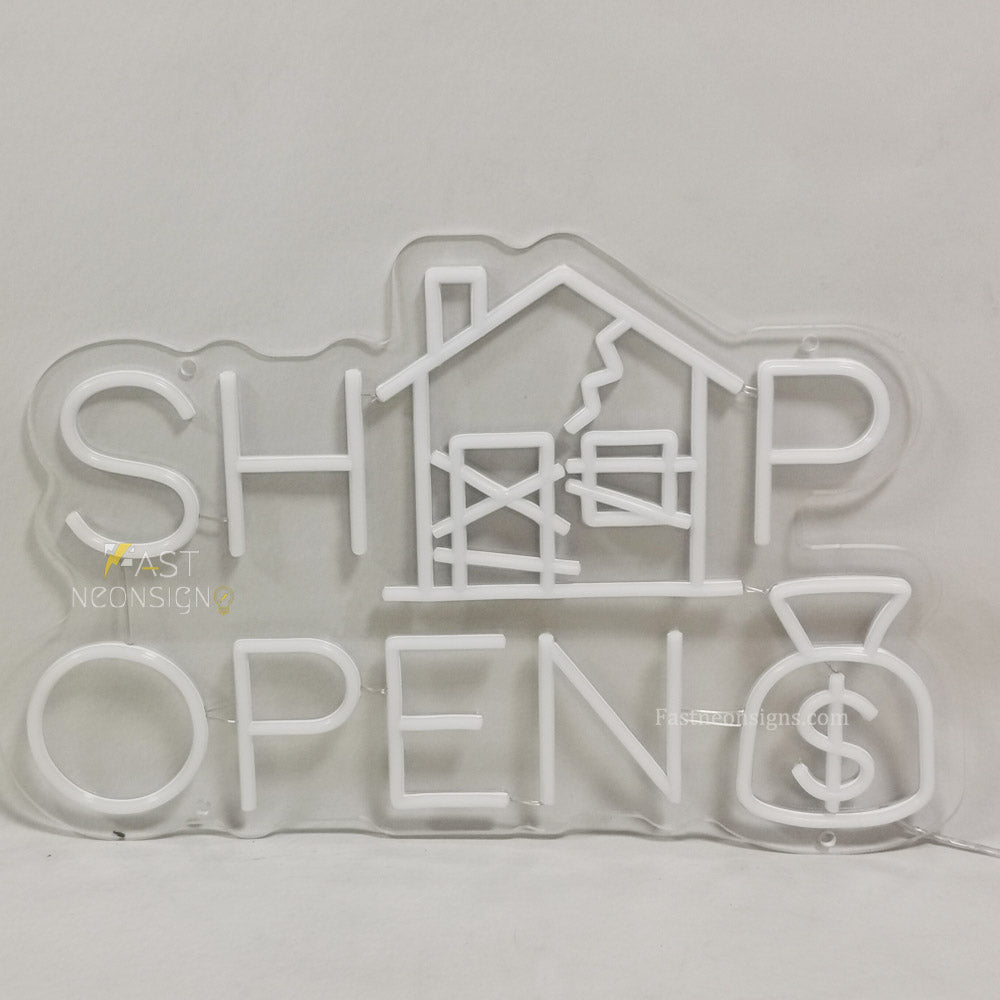 SHOP OPEN $ neon sign