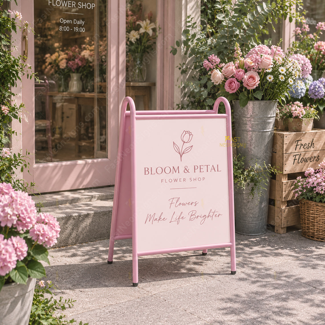 Custom A-Frame Sidewalk Sign – Outdoor Metal Display Board for Cafes, Restaurants, Boutiques & Small Businesses