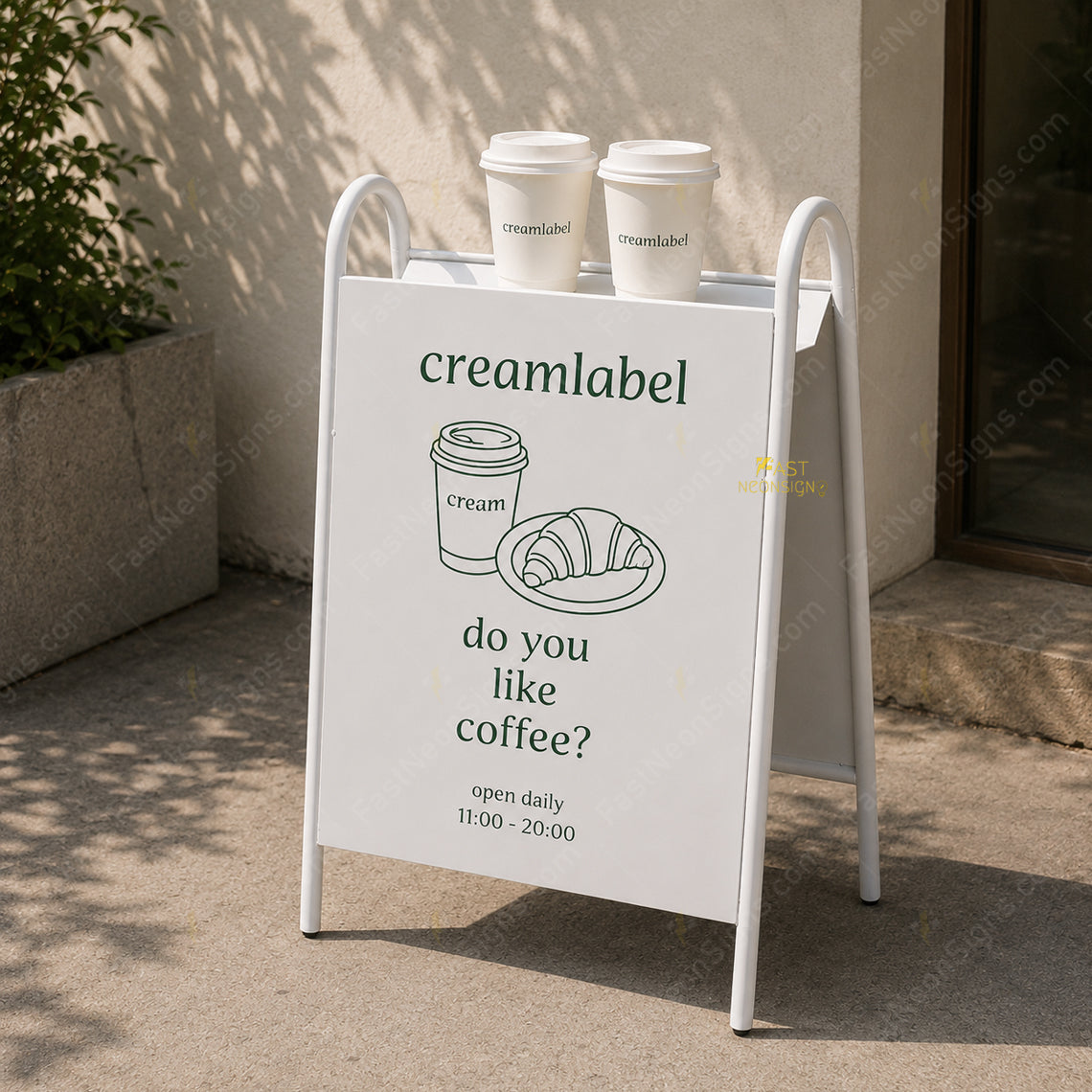 Custom Outdoor A-Frame Welcome Sign with Shelf – Metal Entrance Display Stand for Hotels, Airbnb & Small Businesses