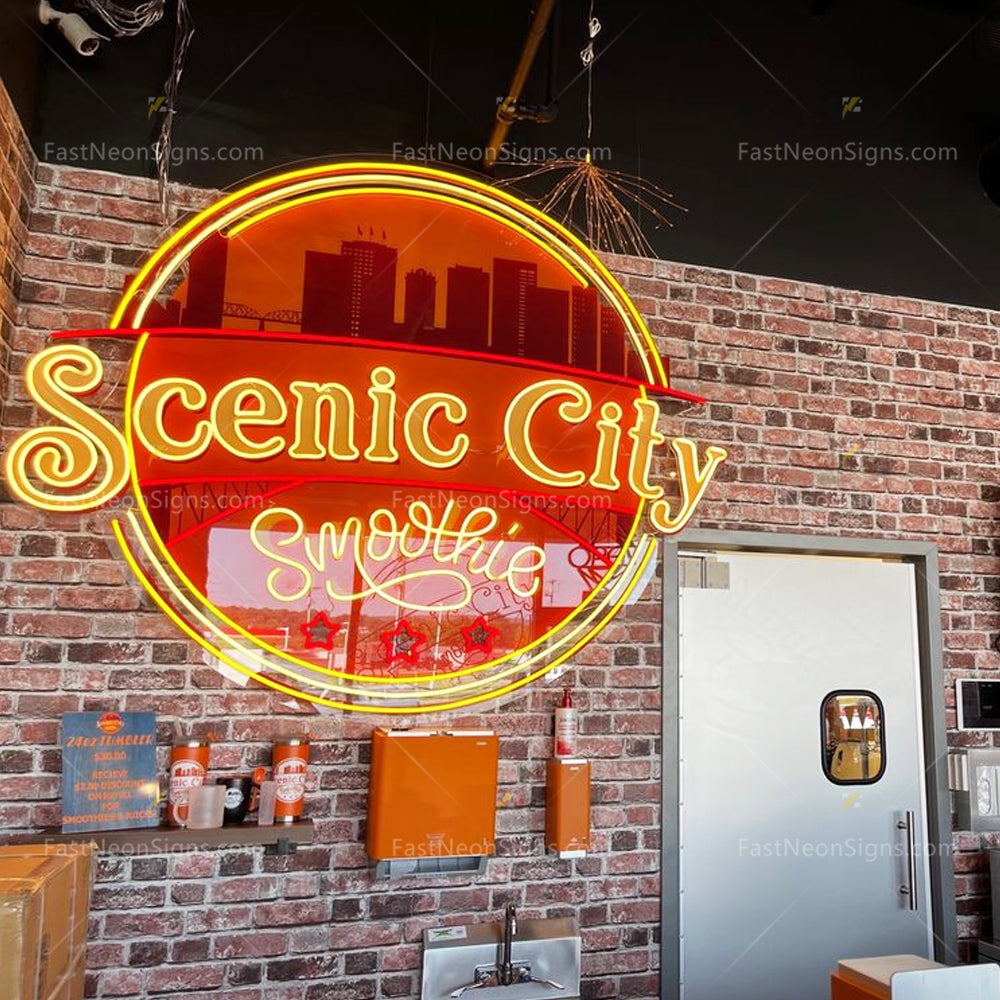 Custom UV Printing Brand Neon Signs, Business Logo Image Neon for Coffee Roaster, Bubble Tea Bar, Juice Bars & Smoothies, Ice Cream Shop