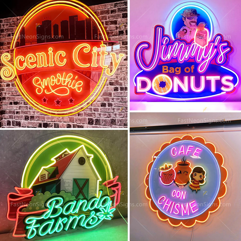 Custom UV Printing Brand Neon Signs, Business Logo Image Neon for Coffee Roaster, Bubble Tea Bar, Juice Bars & Smoothies, Ice Cream Shop
