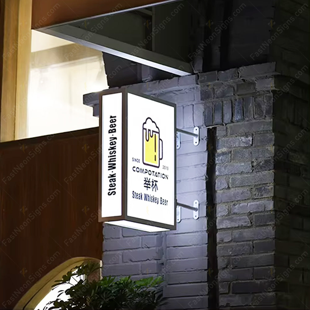 Custom Hanging LED Light Box Sign for Storefront – Illuminated Advertising Sign for Shops & Cafés