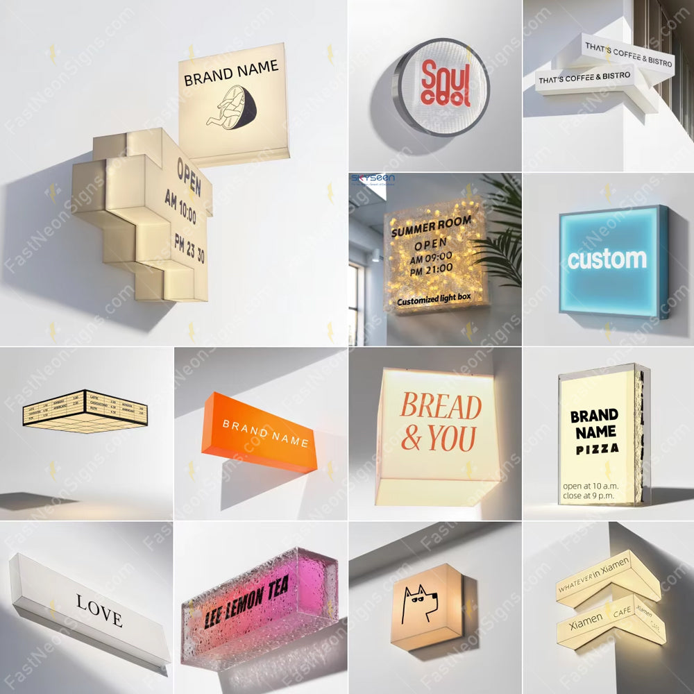 Custom Hanging LED Light Box Sign for Storefront – Double Sides Ads Signage for Salon, Cafe, Bar