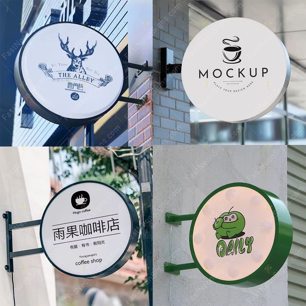 Custom Hanging LED Light Box Sign for Storefront – Double Sides Ads Signage for Salon, Cafe, Bar