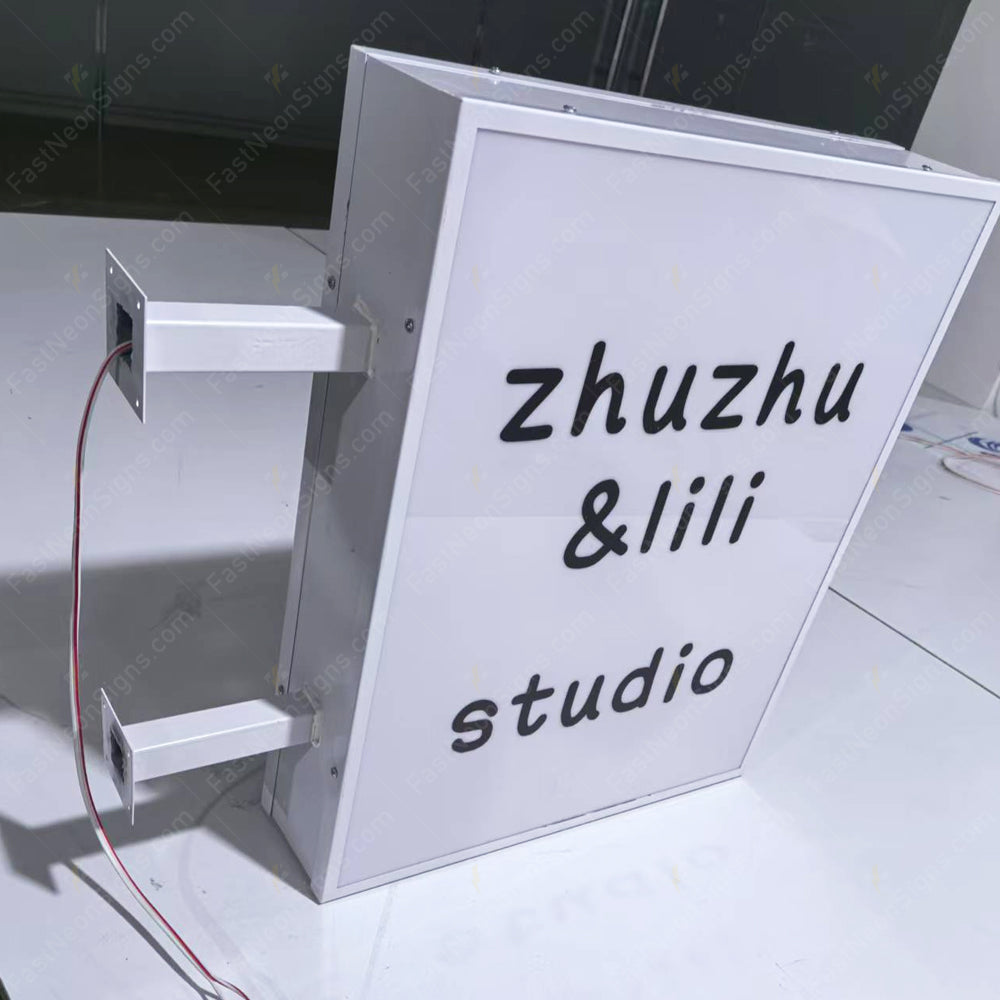 Custom Hanging LED Light Box Sign for Storefront – Double Sides Ads Signage for Salon, Cafe, Bar