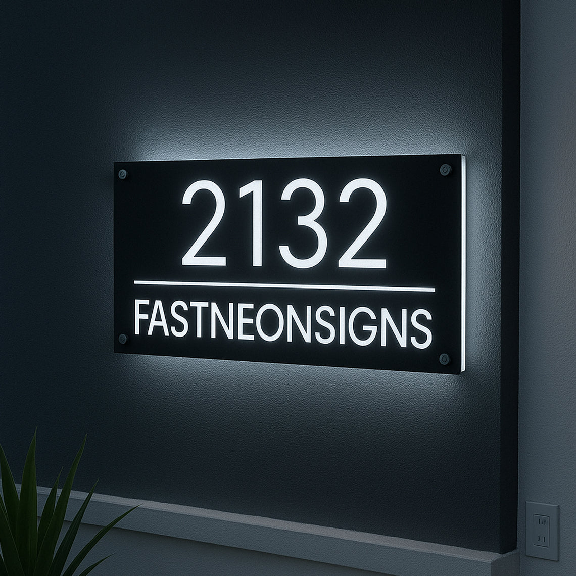 Custom House Number Light Box - Metal Address Backlit Sign - Door Signage