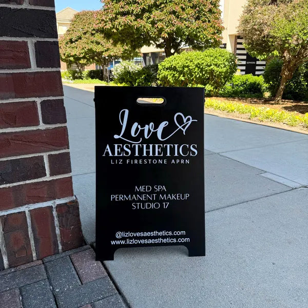 Custom Painted Metal A-Frame Sidewalk Sign – Foldable Business Sign with Custom Logo & Colors