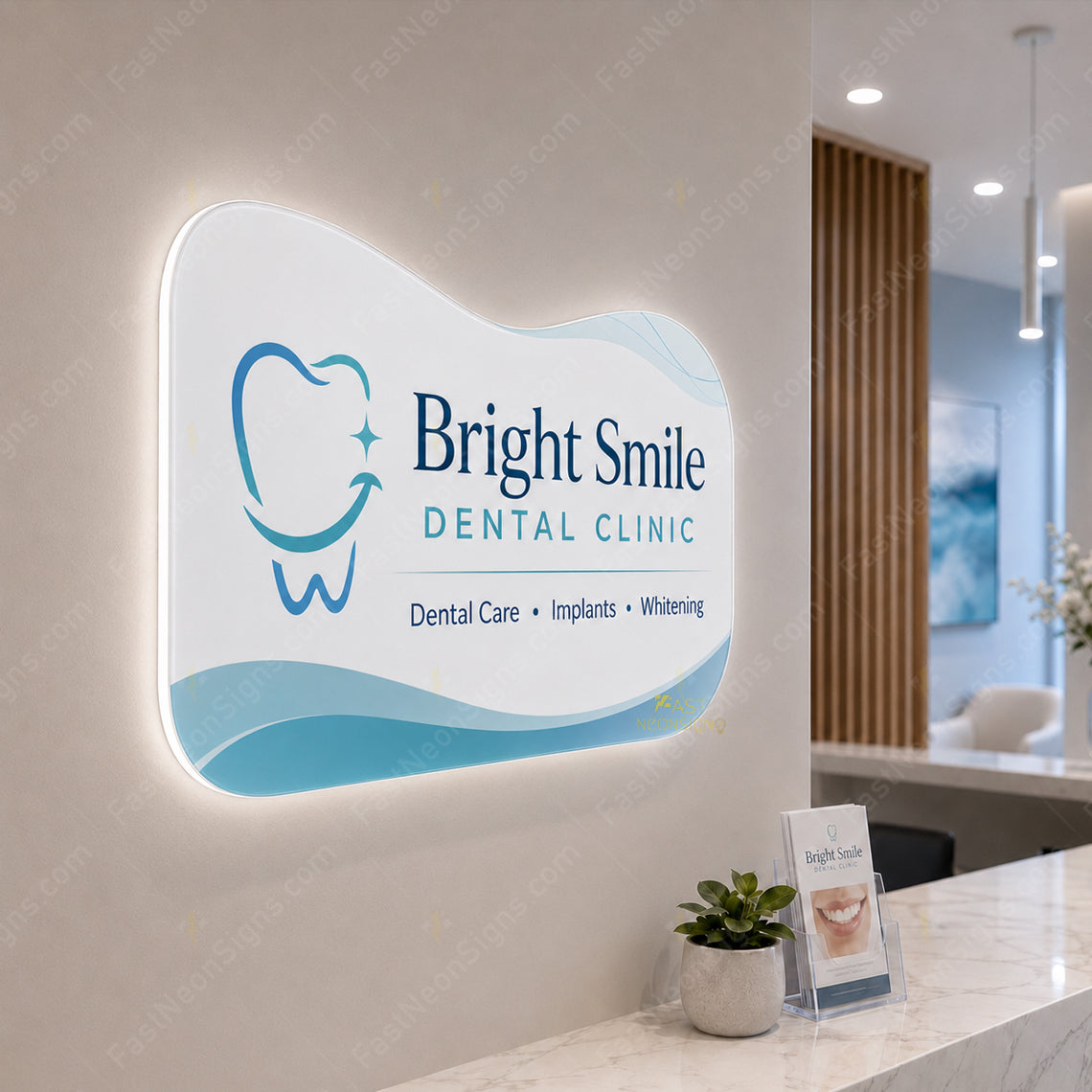 Custom Ultra-Thin Acrylic Light Box Sign For Dental Clinic – LED Reception Logo Sign