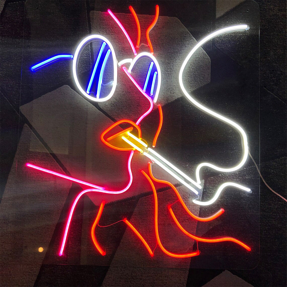 Beautiful Woman Smoking Neon Sign