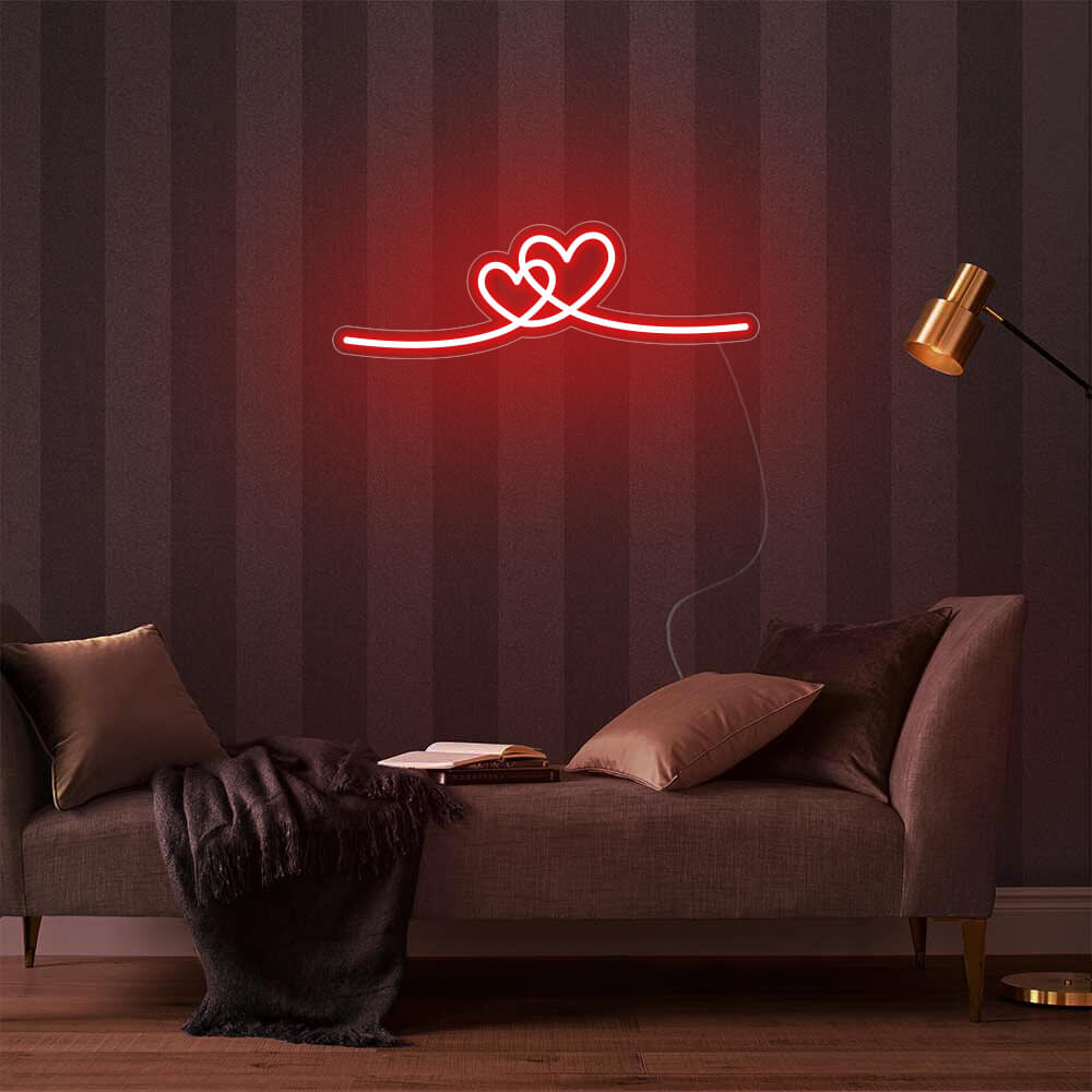 Mini Double Hearts LED Neon Signs