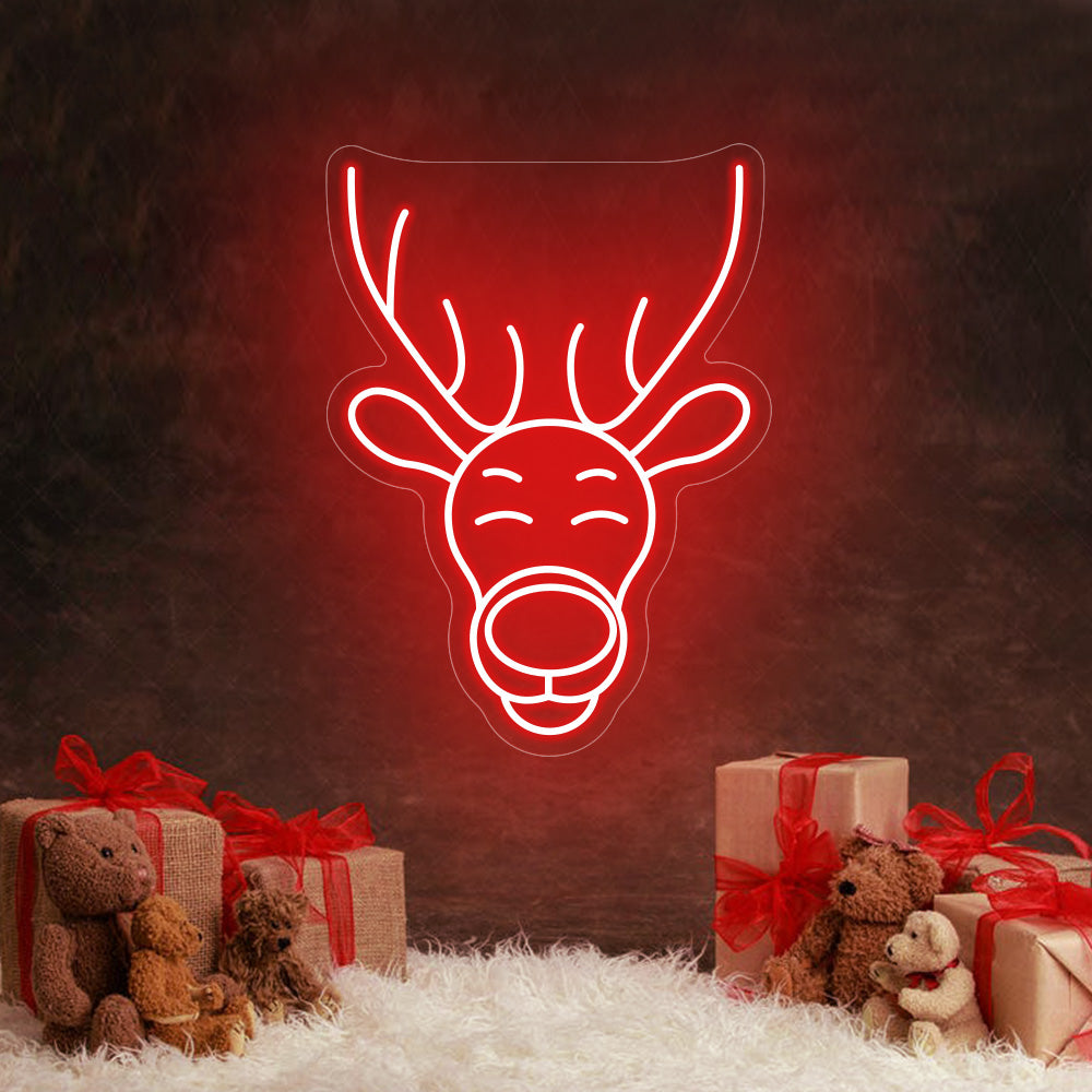 Christmas Antelope Head Image LED Neon Sign - Merry Christmas Neon Sign