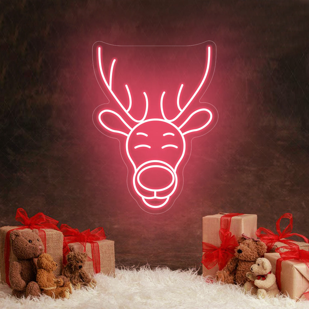 Christmas Antelope Head Image LED Neon Sign - Merry Christmas Neon Sign