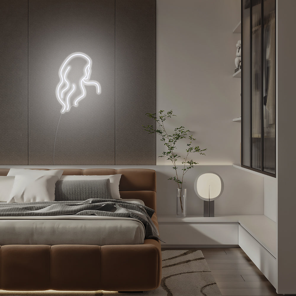 Mini Long Hair Lady Back LED Neon Signs