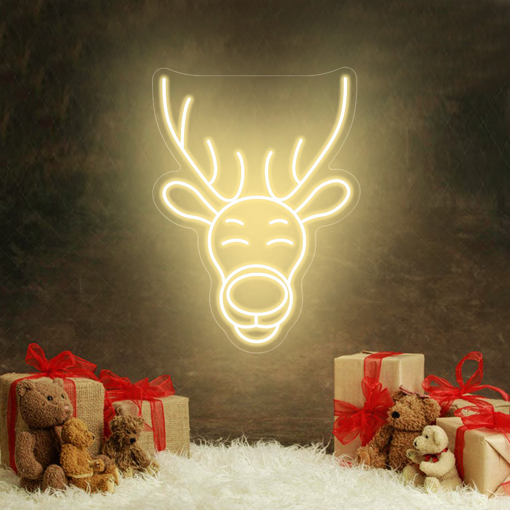 Christmas Antelope Head Image LED Neon Sign - Merry Christmas Neon Sign