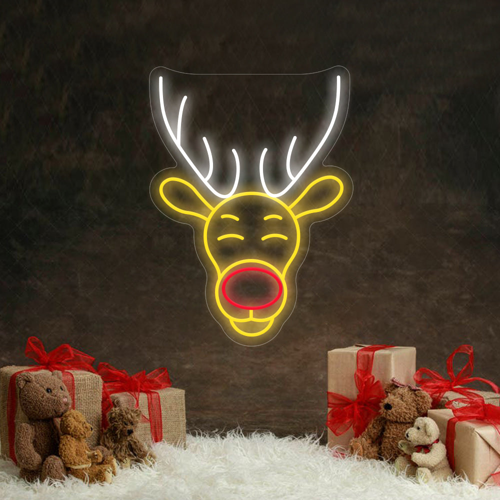 Christmas Antelope Head Image LED Neon Sign - Merry Christmas Neon Sign