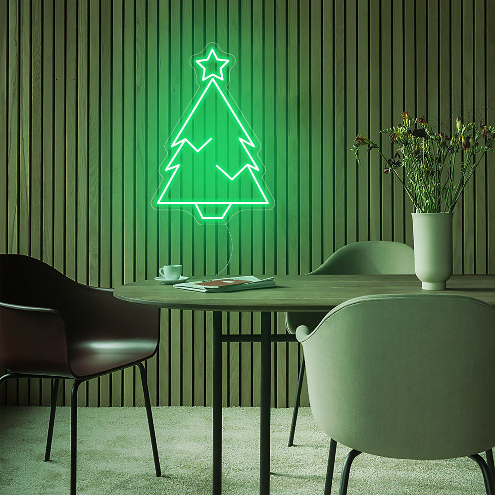 Christmas Green Tree With Star Top LED Neon Sign - Merry Christmas Neon Sign