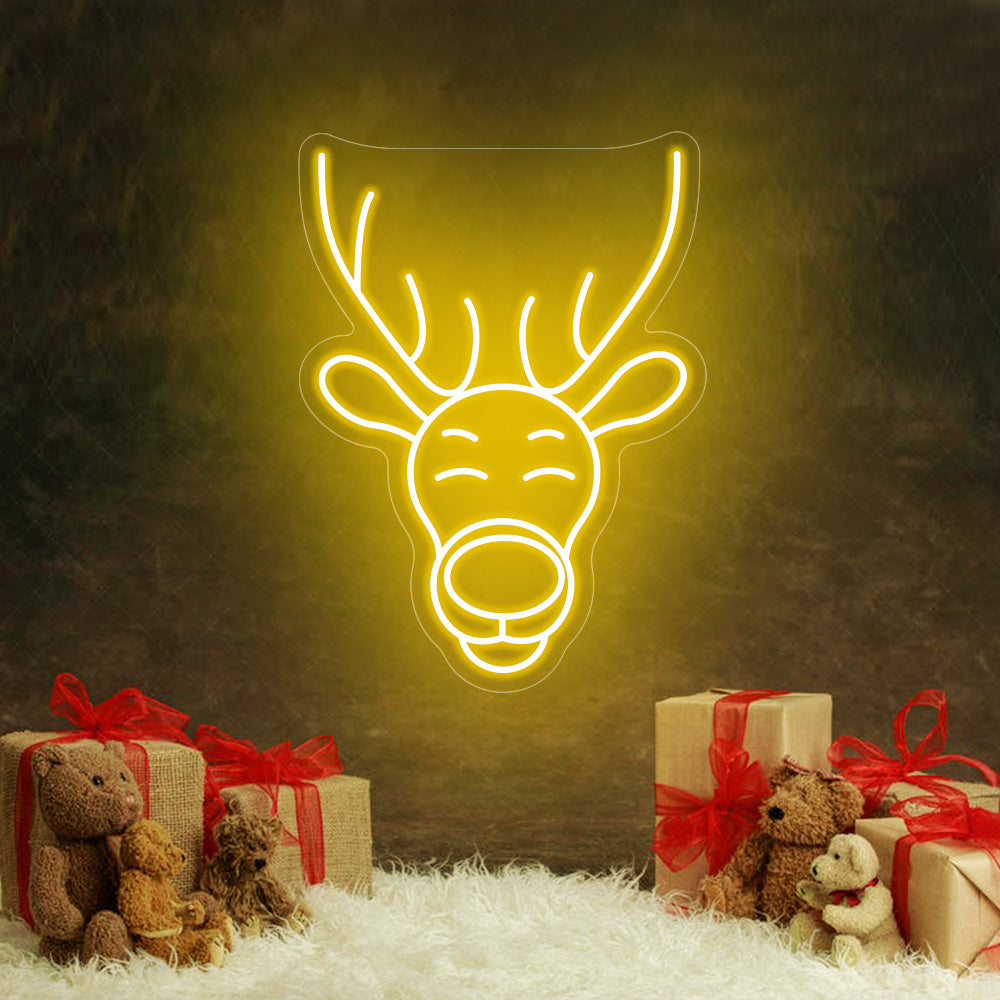 Christmas Antelope Head Image LED Neon Sign - Merry Christmas Neon Sign