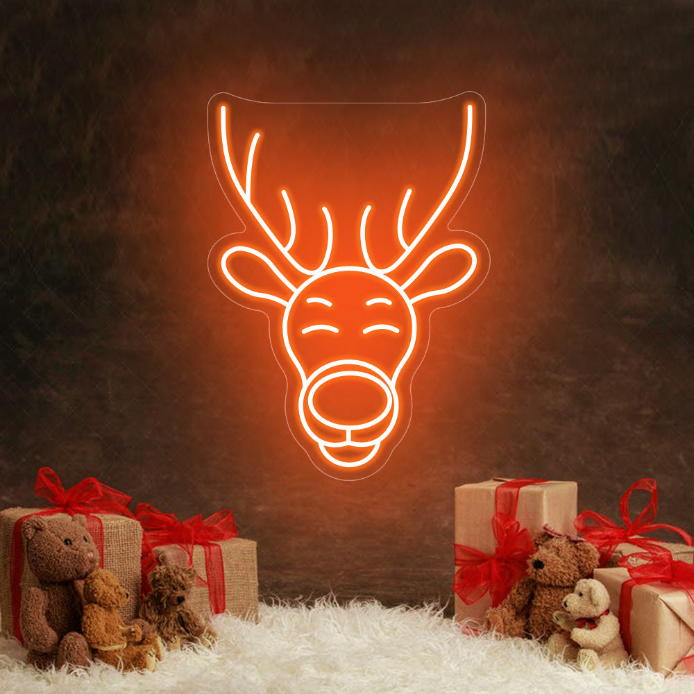 Christmas Antelope Head Image LED Neon Sign - Merry Christmas Neon Sign