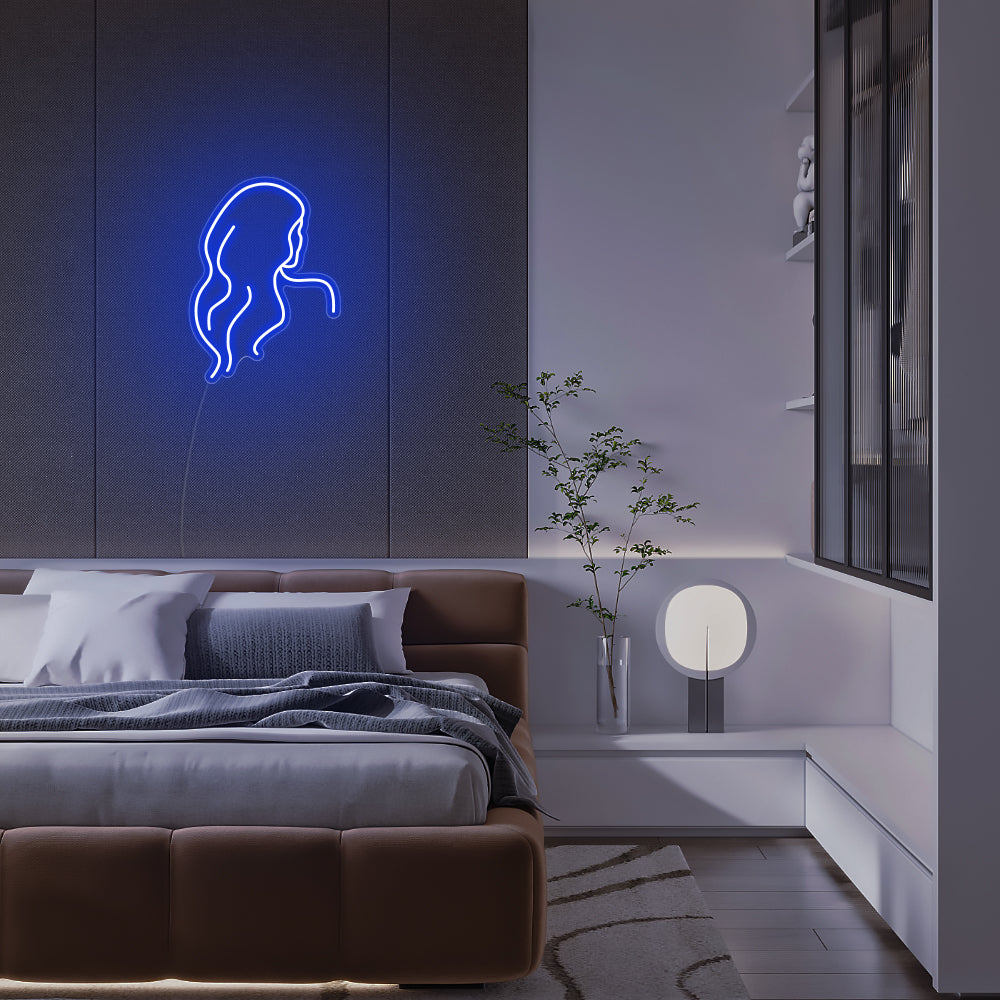 Mini Long Hair Lady Back LED Neon Signs