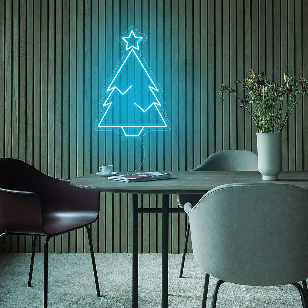 Christmas Green Tree With Star Top LED Neon Sign - Merry Christmas Neon Sign