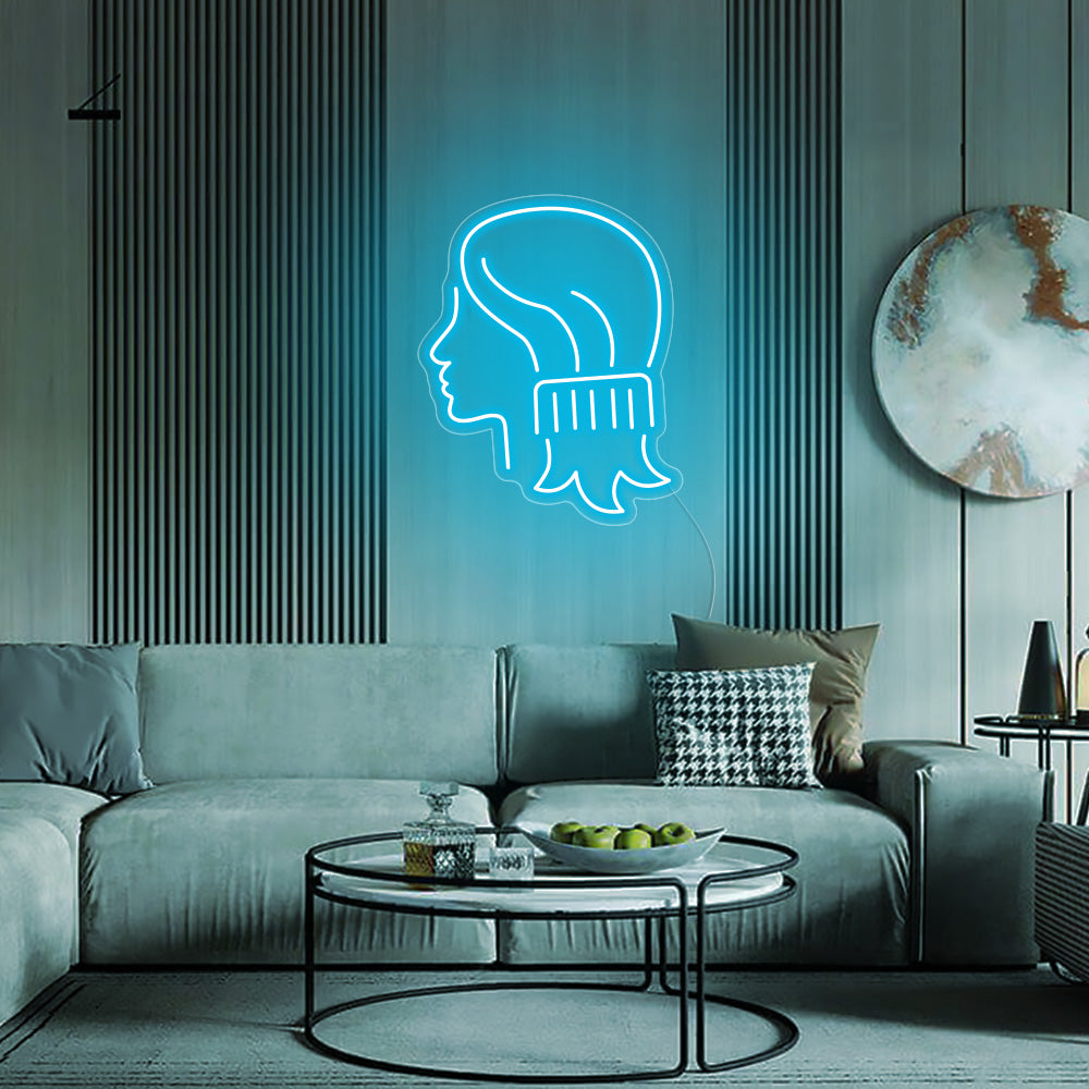 Girl Combing Hair Neon Signs