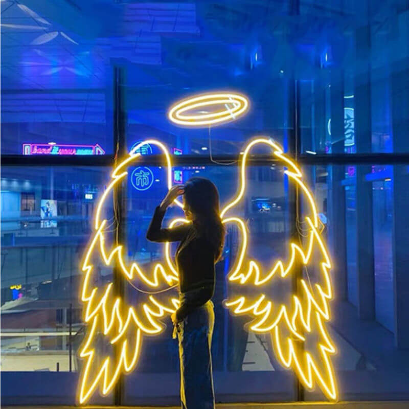 Angel Wings with halo Neon Signs