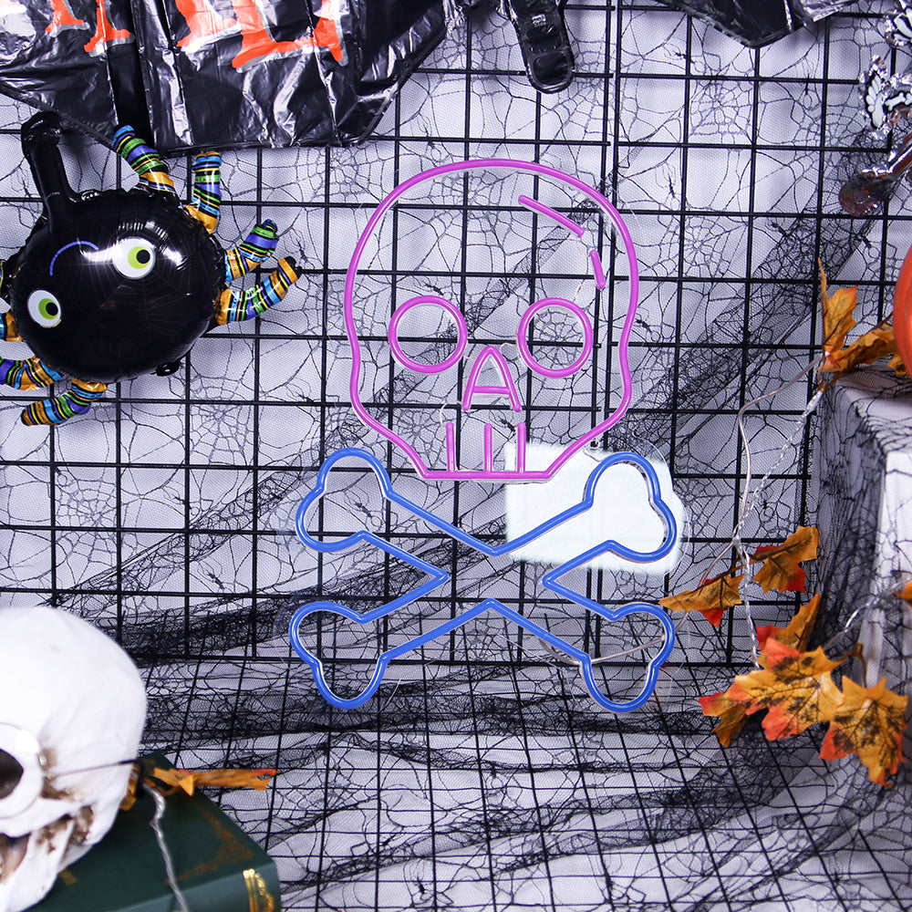 Skull x Bone LED Neon Sign - Happy Halloween Neon Sign