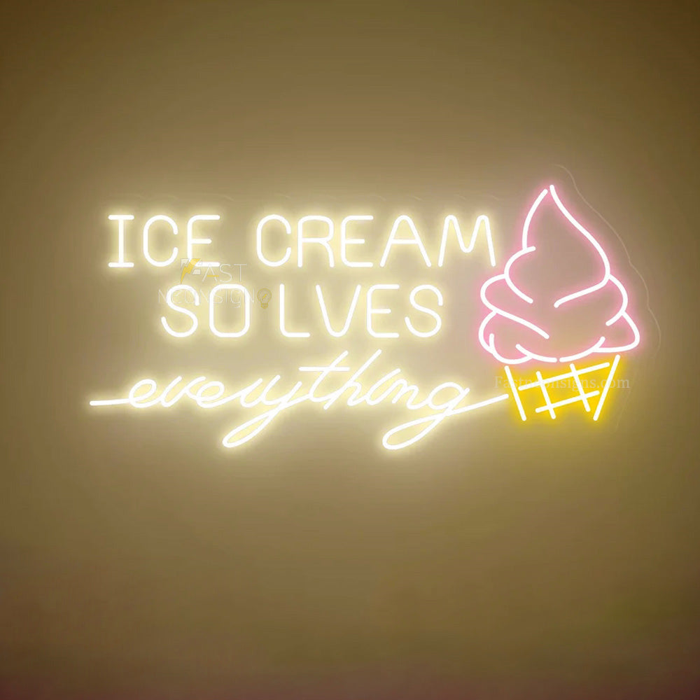 Ice Cream Solves Everything Neon Sign